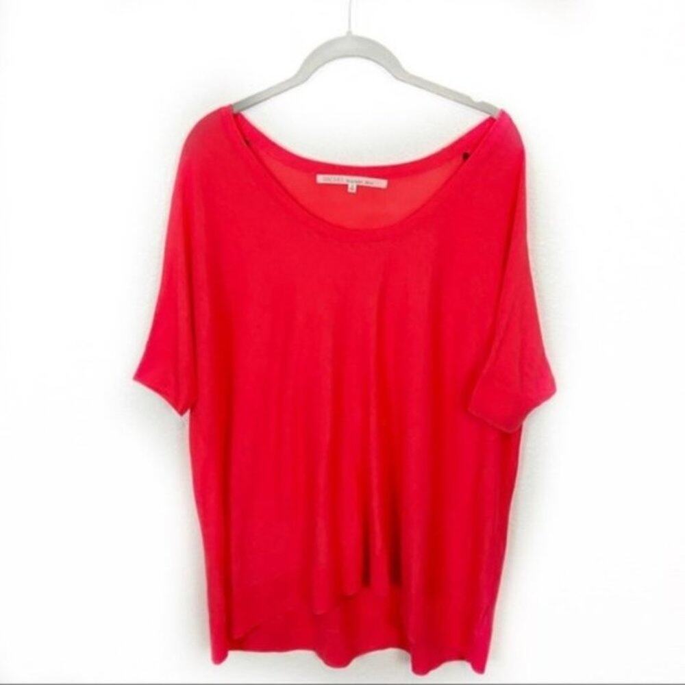 Rachel Rachel Roy Women's Coral Wool Short Sleeve Oversize Slouchy Sweater SZ S